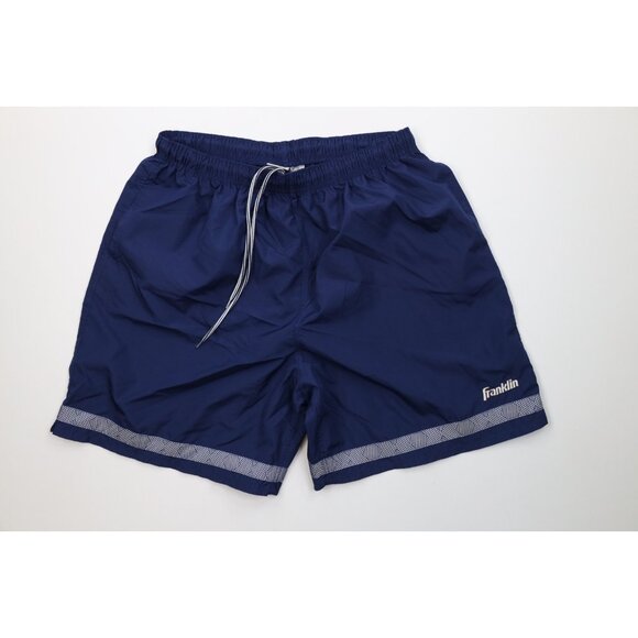 Vintage 90s Streetwear Mens XL Geometric Running Jogging Soccer Shorts Blue - Picture 1 of 11